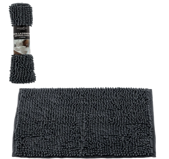 Tapis de bain antidérapant en chenille 40 × 60 cm gris