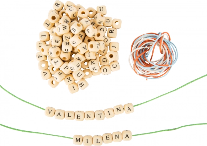 Perles à enfiler en bois avec lettres small foot – set de 300 pcs