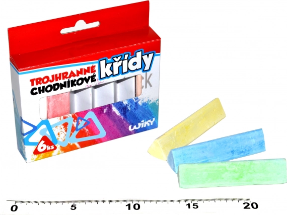 Craies de trottoir triangulaires colorées, 6 pcs