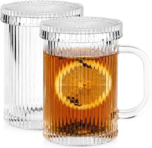 Mugs en verre Vilde avec couvercle 330 ml, 2 pièces