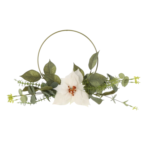 Décoration circulaire de Noël avec étoile de Noël artificielle 45 cm – blanc