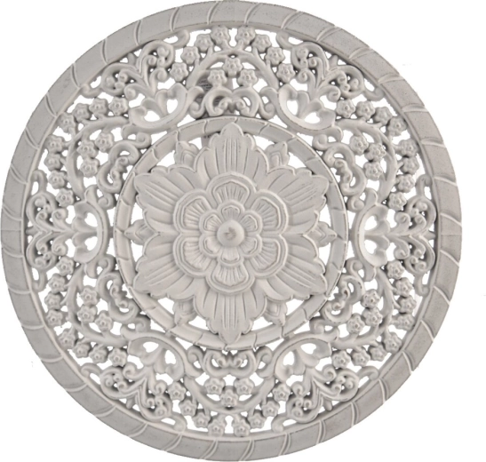 Mandala en bois – décoration murale blanche 35 cm