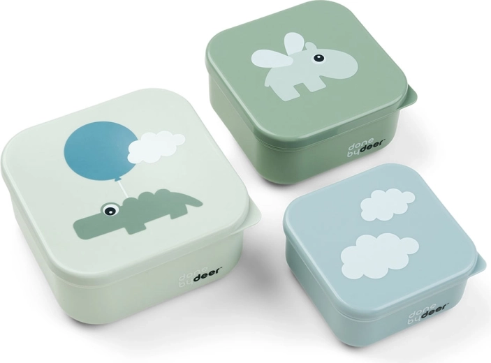 Done by Deer set de boîtes à goûter Happy clouds vertes 3 pcs