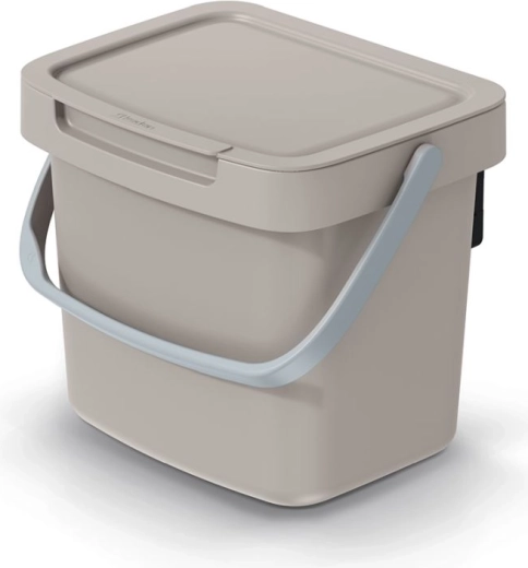 Poubelle 3 L avec couvercle et poignée couleur brun clair