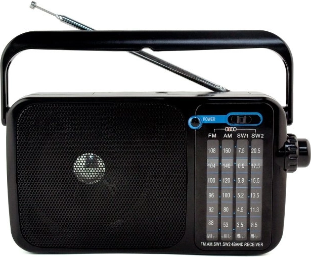 Radio portable AM/FM avec alimentation secteur et sur piles, et AUX