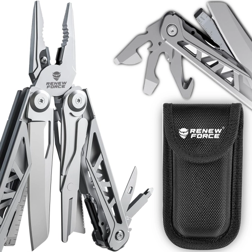 Multitool Renew Force 17 en 1 en acier inoxydable 440A avec verrouillage Self-Locking et étui en nylon