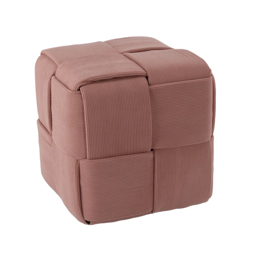 Tabouret cube rose tressé 39 × 39 × 39 cm