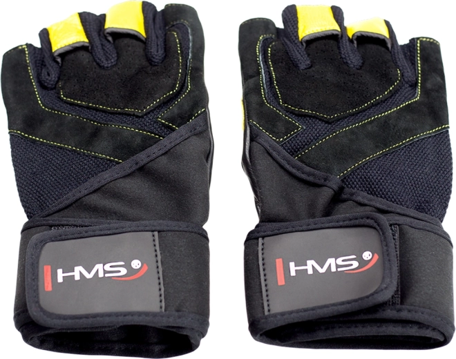 Gants de fitness avec bande de maintien du poignet HMS, jaunes – M