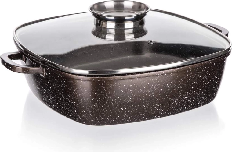 Plat à rôtir avec couvercle 28 × 28 × 7,5 cm Premium Dark Brown avec revêtement antiadhésif