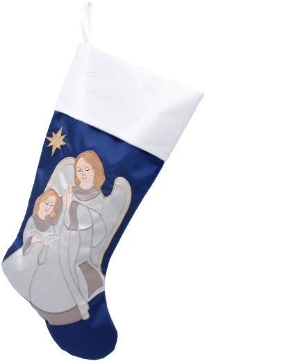 Chaussette de Noël avec anges – décoration textile avec boucle
