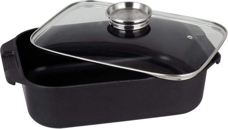 Rôtissoire avec couvercle en verre 6,5 l, antiadhésive, noire