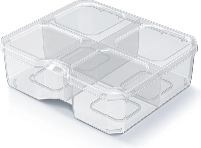 Organiseur SQR box 15,6 × 14 × 5 cm, transparent, 4 compartiments