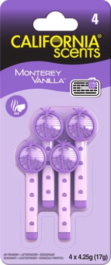 California Scents Vent Stick Monterey Vanilla – bâtonnets parfumés pour ventilation (4 pcs)