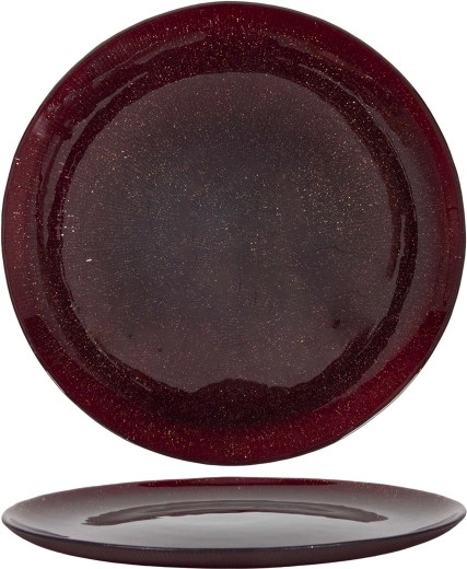 Assiette de table en verre 27 cm rouge avec paillettes