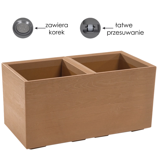 Bac à fleurs Karo Eco Wood 80 × 40 × 40 cm, bois naturel