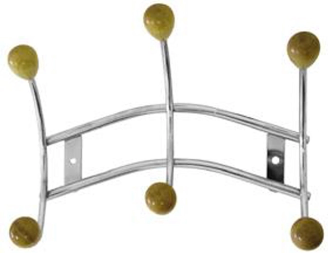 Porte-manteau mural à 3 crochets, chrome avec embouts en bois 16 × 23,5 cm