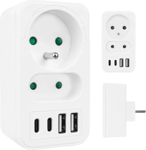 Multiprise murale avec 2× USB‑A et 2× USB‑C Power Delivery