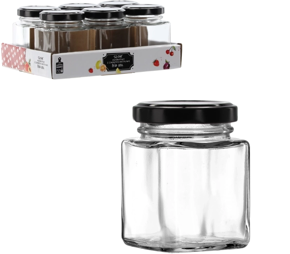 Bocal 150 ml carré avec couvercle métallique