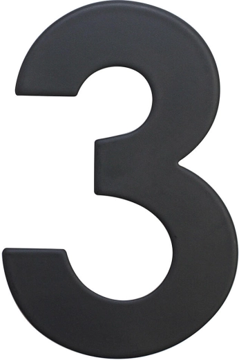 Numéro de maison 3, 75 mm, inox, noir mat