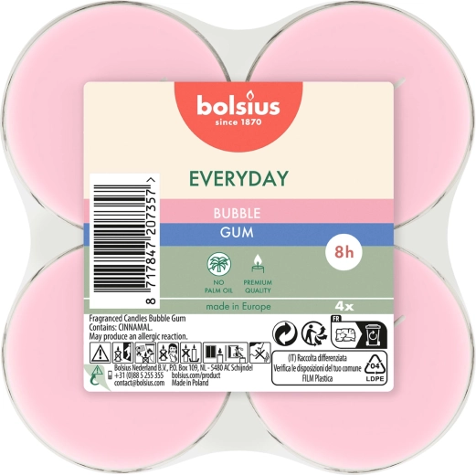 Maxi bougies chauffe-plat Bubble Gum, lot de 4 pièces