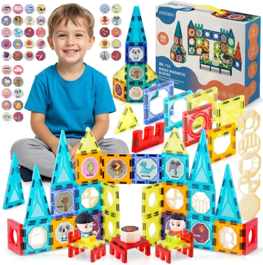 Ricokids jeu de construction magnétique XXL tour et manège (env. 98 pièces)
