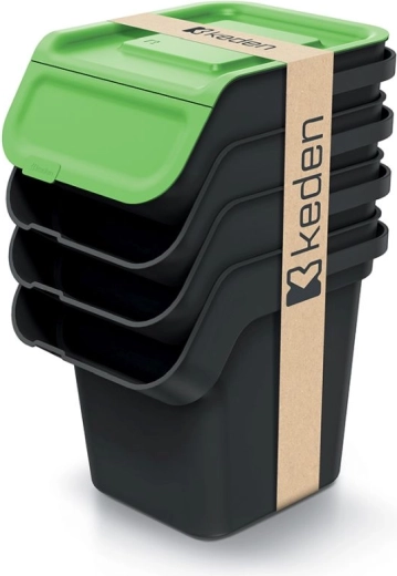 Ensemble de bacs de tri Kaddi Q avec filtre 4×20 l, plastique recyclé