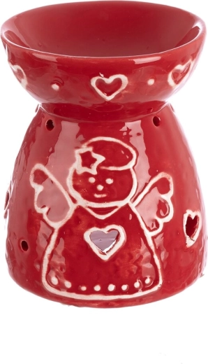 Brûle-parfum en céramique ange de Noël rouge