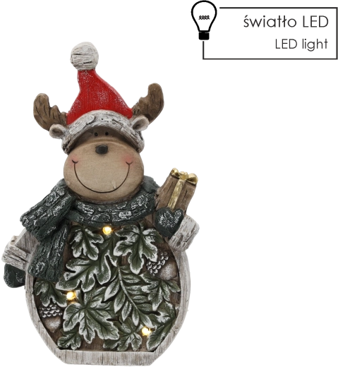 Figurine de Noël – renne avec feuilles LED 24 × 9,5 × 38,5 cm