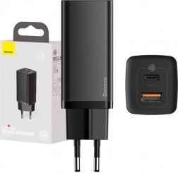 Chargeur de voyage rapide BASEUS GaN Lite 65W, USB‑C + USB, noir