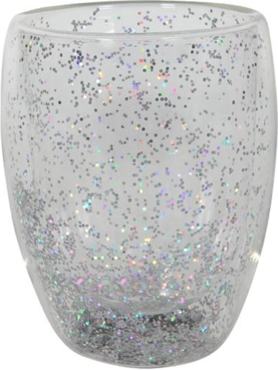 Verre à double paroi 350 ml avec confettis argentés