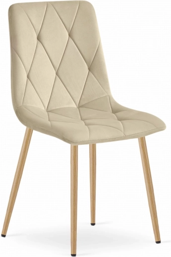 Chaise de salle à manger beige en velours capitonné