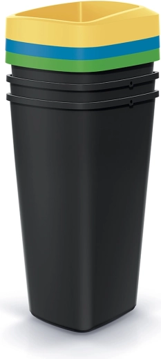 Ensemble de bacs de tri Compacta Q Drop 3×25 l, plastique noir recyclé