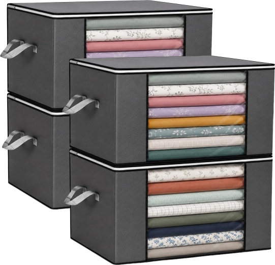 Ruhhy housses de rangement pour linge de lit et vêtements 60 × 40 × 35 cm, lot de 4 pcs (84 l)