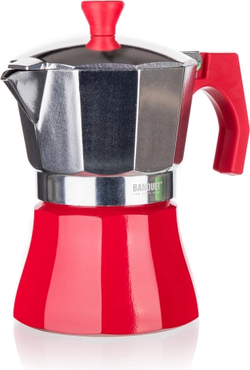 Cafetière moka CAMPI pour 3 tasses, rouge
