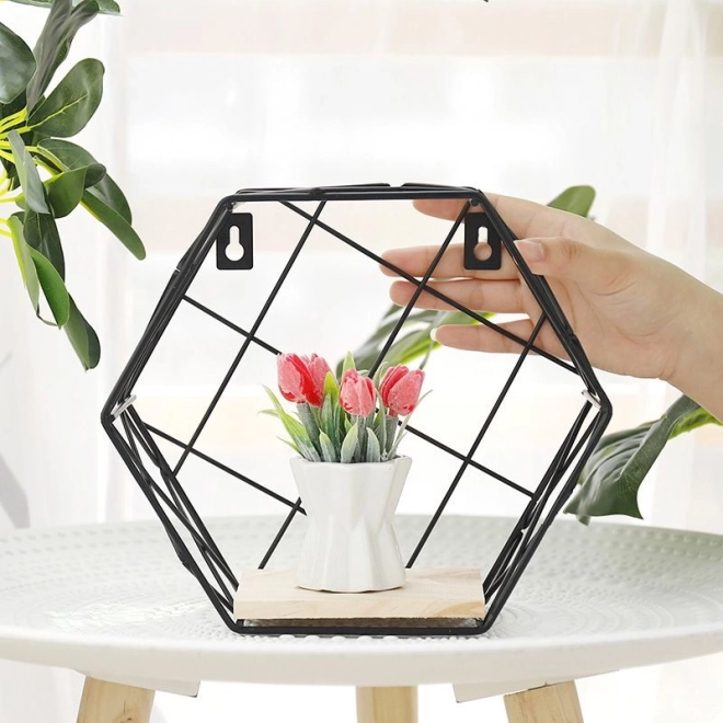 Étagère décorative hexagonale, style LOFT - noir II