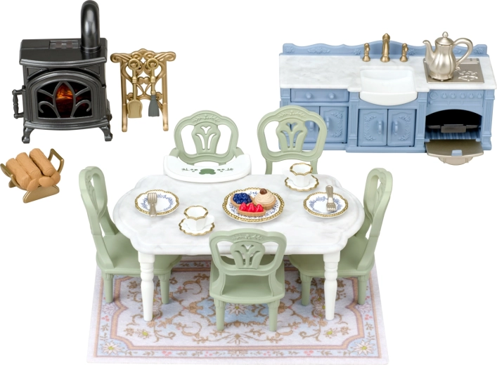 Sylvanian Families salle à manger élégante avec cheminée