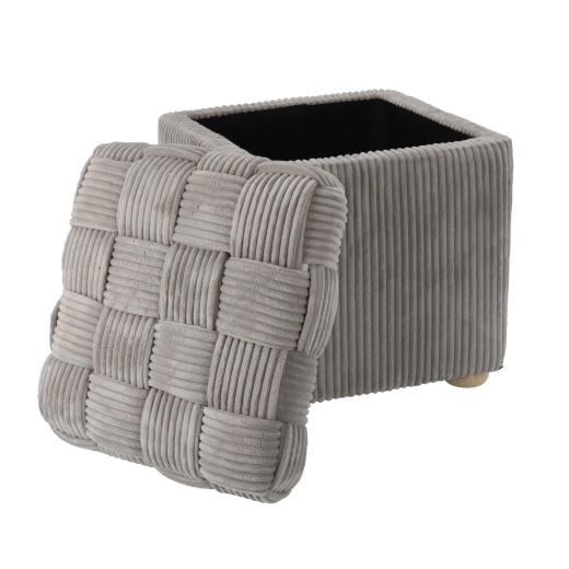 Tabouret carré tressé gris clair 40 × 40 × 45 cm
