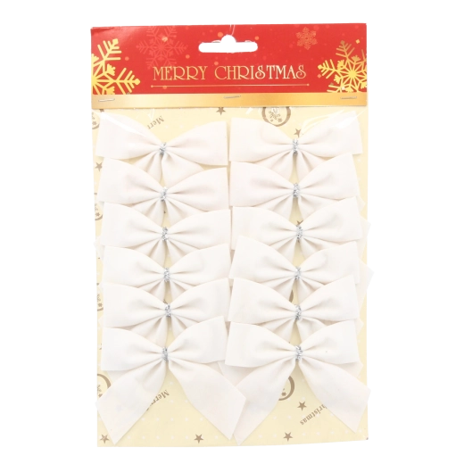 Nœuds textiles de Noël 12 pcs – rouges et blancs