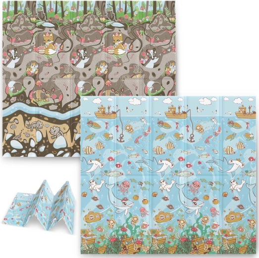 Tapis en mousse pliable pour enfants 200 × 180 × 1 cm océan–forêt NUKIDO