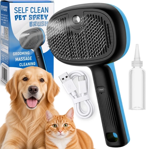 Brosse « vapeur » pour chien et chat Renew Force 3 en 1 avec brume froide - 1 pièce