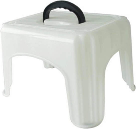 Tabouret marchepied en plastique avec poignée, blanc, capacité 150 kg