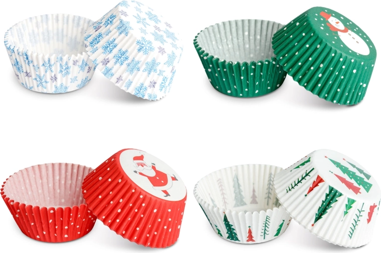 Caissettes en papier de Noël pour muffins, 100 pièces
