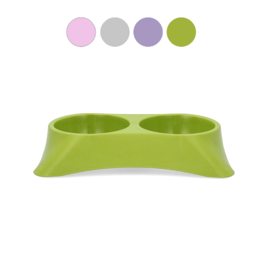 Double gamelle pour chiens et chats 2 × 0,25 l en plastique résistant