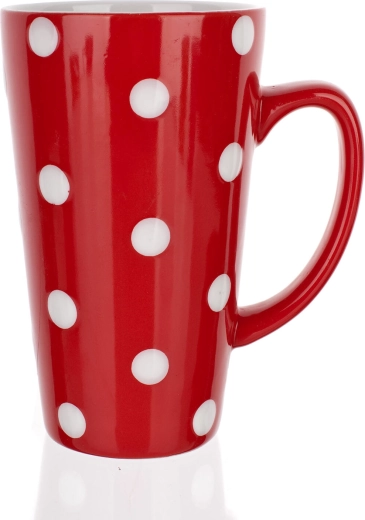 Grand mug en céramique à pois 450 ml – rouge
