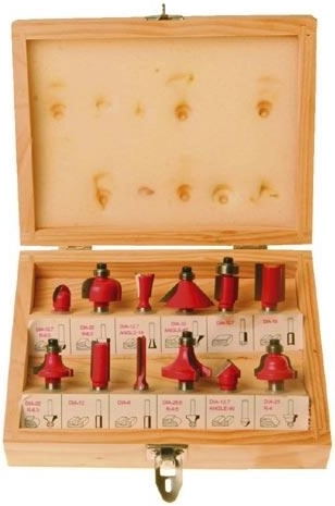 Jeu de fraises profilées pour bois 8 mm, 12 pièces dans un coffret en bois