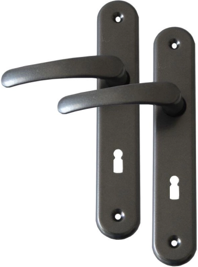 Ferrure de porte MICHAELA poignée avec clé, entraxe 72, gris