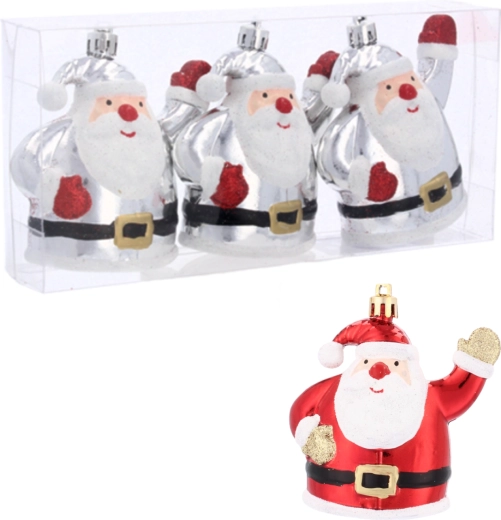 Décorations de Noël Santa Claus, lot de 3 pièces, argentées