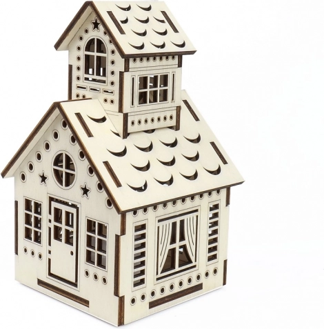 Maisonnettte en bois avec clocher et bougie LED – KÚZLO DREVA