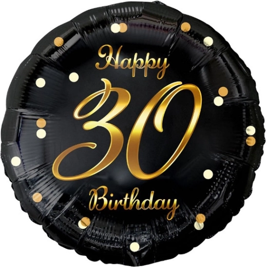 Ballon en feuille Happy 30 Birthday – noir avec inscription dorée