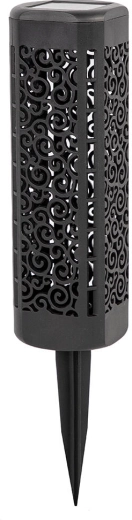 Lampe de jardin solaire à piquet, 1 LED, noire, diamètre 6 cm, hauteur 31 cm